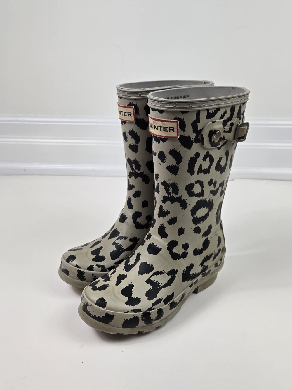 Hunter Kids Original  Tall Leopard Rain Boots Animal Print Waterproof Size US 13